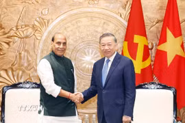 Tổng Bí thư, Chủ tịch nước Tô Lâm tiếp Ngài Rajnath Singh, Bộ trưởng Bộ Quốc phòng Ấn Độ. (Ảnh: Thống Nhất/TTXVN)