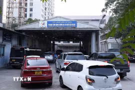 Các phương tiện xe cơ giới làm thủ tục đăng kiểm tại trung tâm đăng kiểm xe cơ giới số 29.03V (Cục Đăng kiểm Việt Nam). (Ảnh: Quốc Khánh/TTXVN)