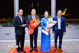 Lễ tiễn Chủ tịch Quốc hội Trần Thanh Mẫn và Phu nhân tại Sân bay Quốc tế Nội Bài, Hà Nội. (Ảnh: Doãn Tấn/TTXVN)