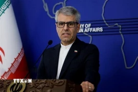 Người phát ngôn Bộ Ngoại giao Iran Esmaeil Baqaei phát biểu tại cuộc họp báo ở Tehran. (Ảnh: IRNA/TTXVN)