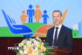 Trưởng đại diện Quỹ Dân số Liên hợp quốc (UNFPA) tại Việt Nam Matt Jackson phát biểu. (Ảnh: Tuấn Anh/TTXVN)