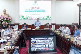 Hội nghị lấy ý kiến về dự thảo Nghị quyết sửa đổi, bổ sung một số điều của Hiến pháp năm 2013 của Bộ Tư pháp. (Ảnh: Phạm Kiên/TTXVN)