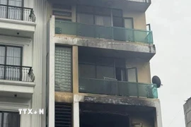 Hiện trường vụ cháy nhà dân tại phường Hạ Long, tỉnh Quảng Ninh. (Ảnh: TTXVN phát)