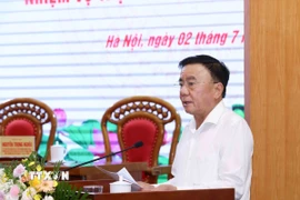 Ông Trần Cẩm Tú, Ủy viên Bộ Chính trị, Thường trực Ban Bí thư, Trưởng Ban Chỉ đạo phát biểu. (Ảnh: Phương Hoa/TTXVN)