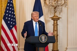 Tổng thống Mỹ Donald Trump trong một bài phát biểu tại Nhà Trắng. (Ảnh: THX/TTXVN)