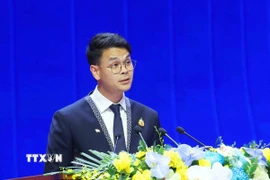 Bộ trưởng Bộ Kinh tế và Xã hội Kỹ thuật số Thái Lan Chaichanok Chidchob phát biểu tại Phiên thảo luận toàn thể cấp cao thứ nhất. (Ảnh: Phương Hoa/TTXVN)