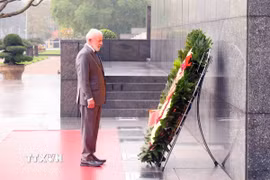 Tổng thống nước Cộng hòa Liên bang Brazil Luiz Inácio Lula da Silva đến đặt vòng hoa và vào Lăng viếng Chủ tịch Hồ Chí Minh. (Ảnh: Phạm Kiên/TTXVN)