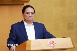 Thủ tướng Phạm Minh Chính chủ trì phiên họp Chính phủ thường kỳ tháng 5 năm 2025. (Ảnh: Dương Giang/TTXVN)