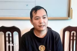 Đối tượng Chu Anh Quân (sinh năm 1990 có hộ khẩu thường trú tại xã Xuân Châu, huyện Xuân Trường, tỉnh Nam Định) tại cơ quan điều tra. (Ảnh: TTXVN phát)