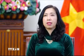 Thứ trưởng Ngoại giao Lê Thị Thu Hằng trả lời báo chí. (Ảnh: TTXVN phát)