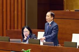 Chủ nhiệm Ủy ban Pháp luật của Quốc hội Hoàng Thanh Tùng phát biểu giải trình, làm rõ một số vấn đề đại biểu Quốc hội nêu. (Ảnh: Phạm Kiên/TTXVN)