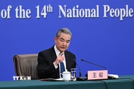 Bộ trưởng Ngoại giao Trung Quốc Vương Nghị phát biểu tại cuộc họp báo bên lề Kỳ họp thứ tư Đại hội Đại biểu Nhân dân toàn quốc Trung Quốc ở Bắc Kinh. (Ảnh: THX/TTXVN)