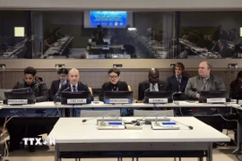 Công sứ Nguyễn Hoàng Nguyên, Đại biện lâm thời Phái đoàn thường trực Việt Nam tại Liên hợp quốc, phát biểu tại phiên thảo luận. (Ảnh: Thanh Tuấn/TTXVN)