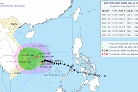 Hướng di chuyển của bão số 15. (Nguồn: Trung tâm Dự báo Khí tượng Thủy văn Quốc gia)
