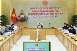 Thủ tướng Phạm Minh Chính chủ trì phiên họp lần thứ nhất của Ban Chỉ đạo điều hành kinh tế vĩ mô. (Ảnh: Dương Giang/TTXVN)