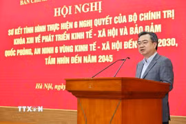 Ủy viên Bộ Chính trị, Bí thư Trung ương Đảng Nguyễn Thanh Nghị, Trưởng Ban Chính sách, chiến lược Trung ương, Trưởng Ban Chỉ đạo phát biểu định hướng. (Ảnh: Minh Đức/TTXVN)