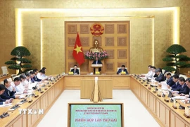 Thủ tướng Phạm Minh Chính chủ trì Phiên họp lần thứ 2 của Ban Chỉ đạo kinh tế tư nhân. (Ảnh: Dương Giang/TTXVN)