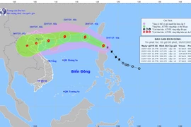 Vị trí và đường đi dự báo của bão. (Nguồn: Trung tâm Dự báo Khí tượng Thủy văn Quốc gia)