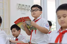 Học sinh lớp 5 Việt Nam tiếp tục đạt điểm cao nhất ở lĩnh vực Đọc hiểu với điểm trung bình là 323,5 điểm. (Ảnh: Thanh Tùng/TTXVN)