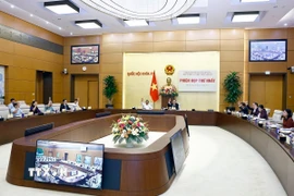 Đại biểu biểu quyết thông qua các văn bản tại Phiên họp thứ nhất của Ủy ban dự thảo sửa đổi, bổ sung một số điều của Hiến pháp năm 2013. (Ảnh: Doãn Tấn/TTXVN)