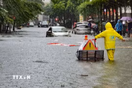 Hà Nội dự báo có mưa vừa đến mưa to từ sáng 6/10 đến hết 7/10. (Ảnh: Thanh Tùng/TTXVN)
