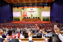 Đại hội biểu quyết thông qua danh sách bầu cử Ban Chấp hành Trung ương Đảng khóa XIV. (Ảnh: TTXVN)