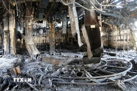 Trụ sở Đài Phát thanh Truyền hình nhà nước Iran IRIB tại thủ đô Tehran bị tàn phá sau vụ không kích của Israel, ngày 16/6. (Ảnh: THX/TTXVN)