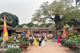 Du khách đến tham quan, chiêm bái tại Văn miếu Mao Điền. (Ảnh: Mạnh Tú/TTXVN)