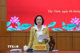 Phó Chủ tịch Quốc hội Nguyễn Thị Thanh phát biểu tại buổi làm việc. (Ảnh: Bùi Giang/TTXVN)