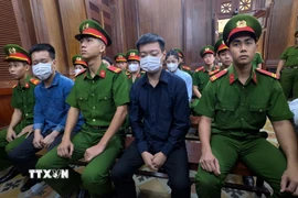 Các bị cáo tại phiên tòa sáng 19/11. (Ảnh: Linh Sơn/TTXVN)