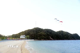 Khu du lịch sinh thái đảo Đá Dựng có bãi tắm mịn, nước biển trong xanh, môi trường sạch đẹp. (Ảnh: Thanh Vân/TTXVN)