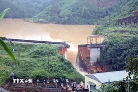 Vị trí đập thủy điện Bắc Khê 1, xã Tân Tiến, tỉnh Lạng Sơn, bị vỡ. (Ảnh: Văn Đạt/TTXVN)