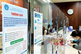 Tiếp nhận hồ sơ thu bảo hiểm xã hội. (Ảnh: PV/Vietnam+)