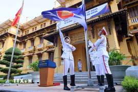 Lễ thượng cờ nhân kỷ niệm 57 năm Ngày thành lập Hiệp hội các Quốc gia Đông Nam Á (ASEAN) do Bộ Ngoại giao tổ chức (Hà Nội, 8/8/2024). (Ảnh: An Đăng/TTXVN)