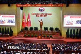 Phiên thảo luận tại hội trường về các văn kiện Đại hội, chiều 21/1. (Ảnh: TTXVN)