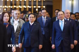 Thủ tướng Phạm Minh Chính, Thủ tướng Malaysia Anwar bin Ibrahim, Thủ tướng New Zealand Christopher Luxon, Tổng thống Timor-Leste Jose Ramos-Horta đến dự. (Ảnh: Dương Giang/TTXVN)
