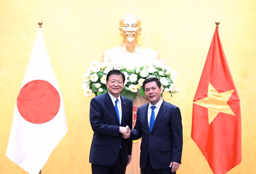 Bộ trưởng Nguyễn Hồng Diên làm việc với Bộ trưởng phụ trách Hiệp định CPTPP của Nhật Bản. (Ảnh: PV/Vietnam+)