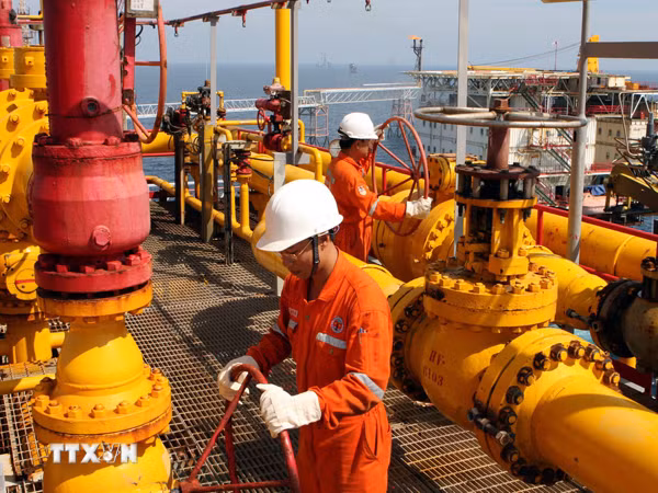 Nhân viên Petrovietnam trên các công trình dầu khí. (Ảnh: TTXVN)