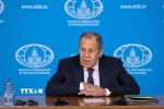 Ngoại trưởng Nga Sergei Lavrov phát biểu trong cuộc họp báo ở Moskva. (Ảnh: THX/TTXVN)