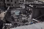 Cảnh đổ nát sau một cuộc không kích tại trại tị nạn Bureij ở Dải Gaza, ngày 14/3/2024. (Ảnh: THX/TTXVN)