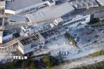 Thiệt hại sau động đất tại trung tâm mua sắm Aeon Mall ở tỉnh Kumamoto, Nhật Bản ngày 28/7/2026. (Ảnh: Kyodo/TTXVN phát)