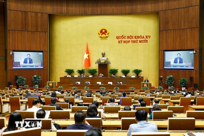 Quốc hội làm việc tại nghị trường. (Ảnh: Doãn Tấn/TTXVN)