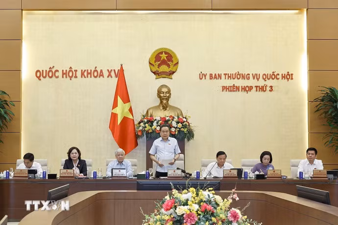 Chủ tịch Quốc hội Trần Thanh Mẫn phát biểu khai mạc Phiên họp. (Ảnh: Doãn Tấn/TTXVN)