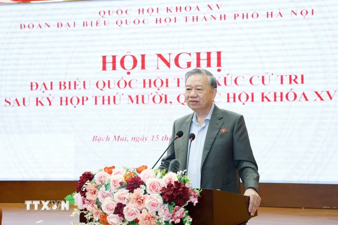 Tổng Bí thư Tô Lâm phát biểu. (Ảnh: Thống Nhất/TTXVN)