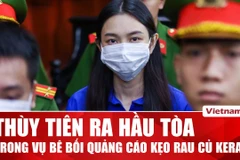Hình ảnh Hoa hậu Thùy Tiên trong phiên tòa xét xử vụ kẹo Kera