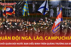 Cận cảnh khối diễu binh Nga, Lào, Campuchia trên các con phố Hà Nội