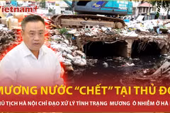 Chủ tịch Hà Nội chỉ đạo xử lý vụ mương nước ô nhiễm chảy giữa khu dân cư thủ đô