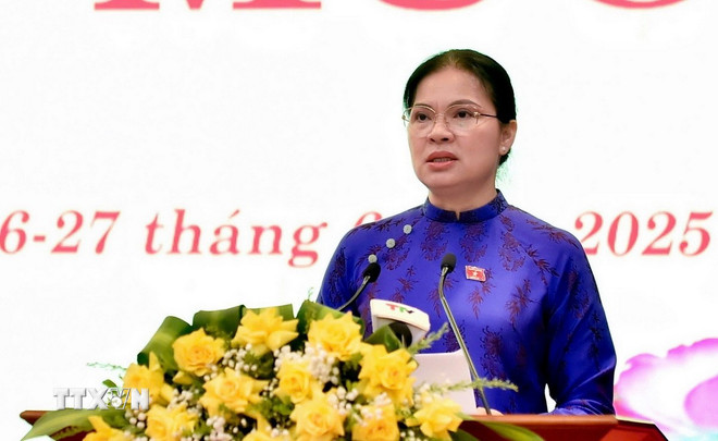 Phó Chủ tịch Ủy ban Trung ương Mặt trận Tổ quốc Việt Nam Hà Thị Nga. (Ảnh: Quang Cường/TTXVN)