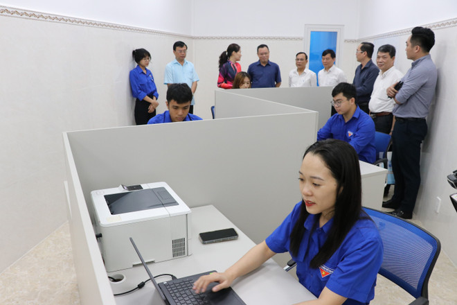 Không gian hợp tác đổi mới sáng tạo đặt tại Trường Đại học Thủ Dầu Một, tỉnh Bình Dương. (Ảnh: Dương Chí Tưởng/TTXVN) binh-duong-2.jpg