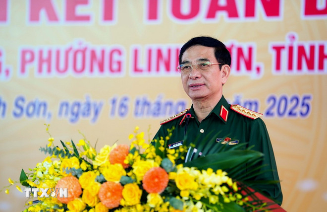 Generalul Phan Van Giang, membru al Biroului Politic și ministru al Apărării Naționale, vorbește. (Foto: Tran Trang/VNA) ttxvn-dai-tuong-phan-van-giang-2-resize.jpg